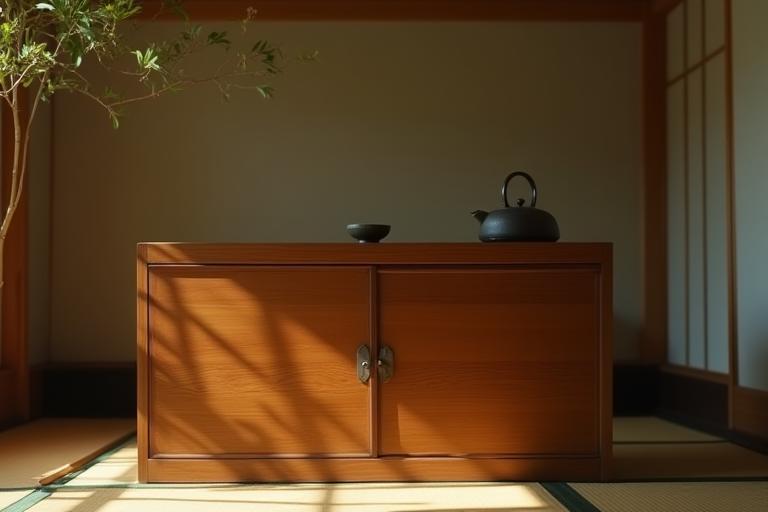 伝統的な日本の茶室の収納棚